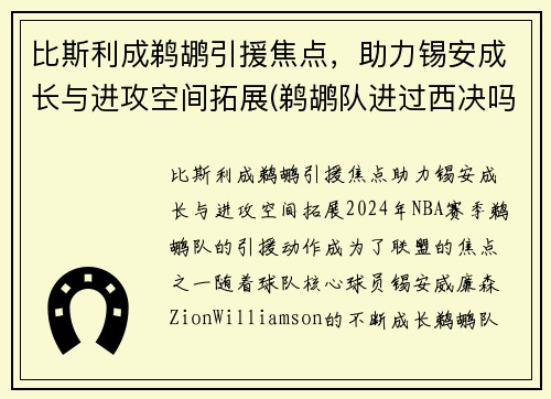 比斯利成鹈鹕引援焦点，助力锡安成长与进攻空间拓展(鹈鹕队进过西决吗)